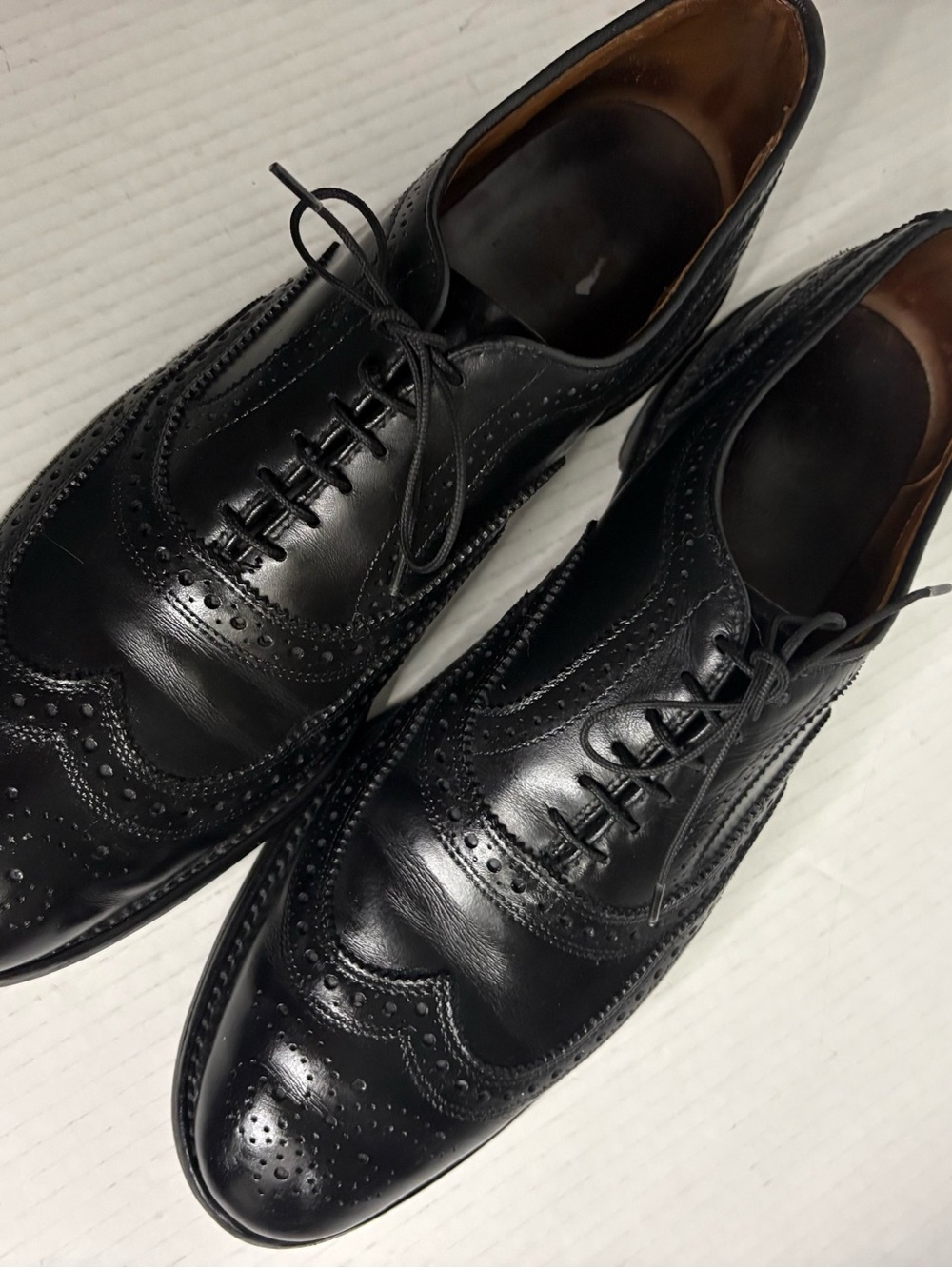 Allen Edmonds McAllister Black Leather Wingtip Oxfords Excellent Size Mens 10 D
